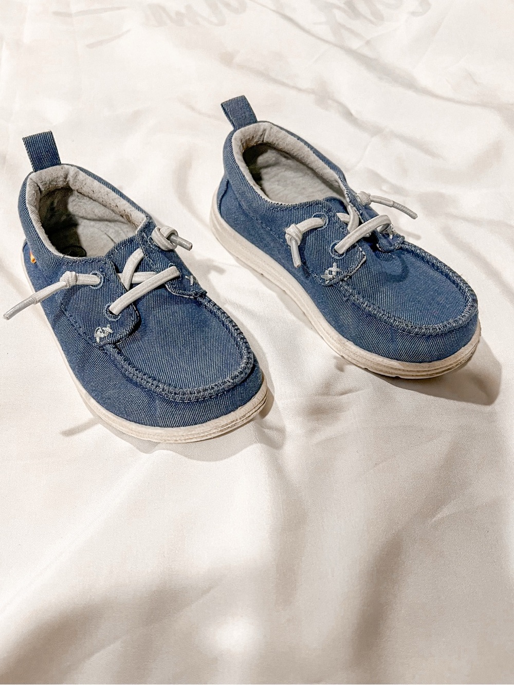 Cat & Jack Toddler Blue Canvas Lace-Up Casual Boat Shoes Size 8